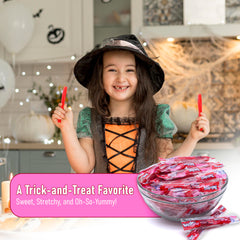 Closeup of cherry strands from Candylish Twizlers Pull 'n' Peel candy