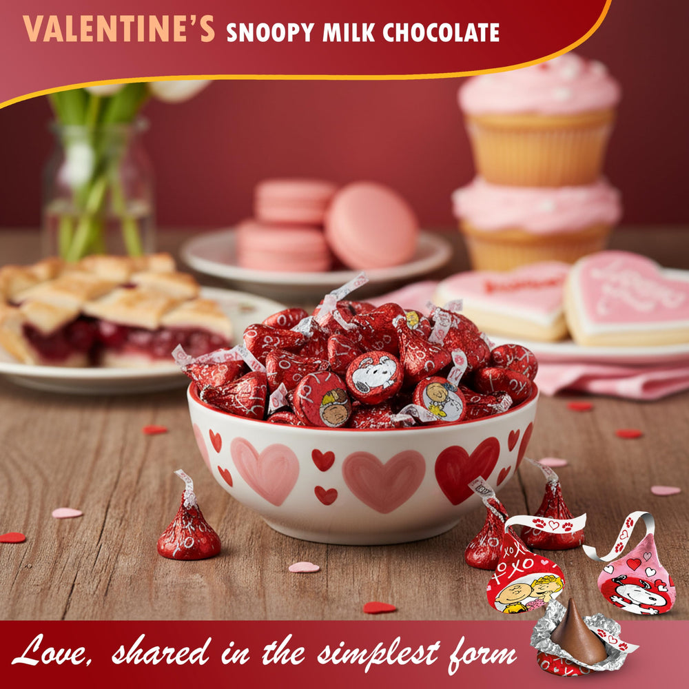 Candylish Valentine gift bags and party displays with Snoopy chocolate treats.