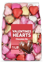 Candylish Valentine's Day milk chocolate hearts in a 1 lb bag, ideal for gifting and celebrations.