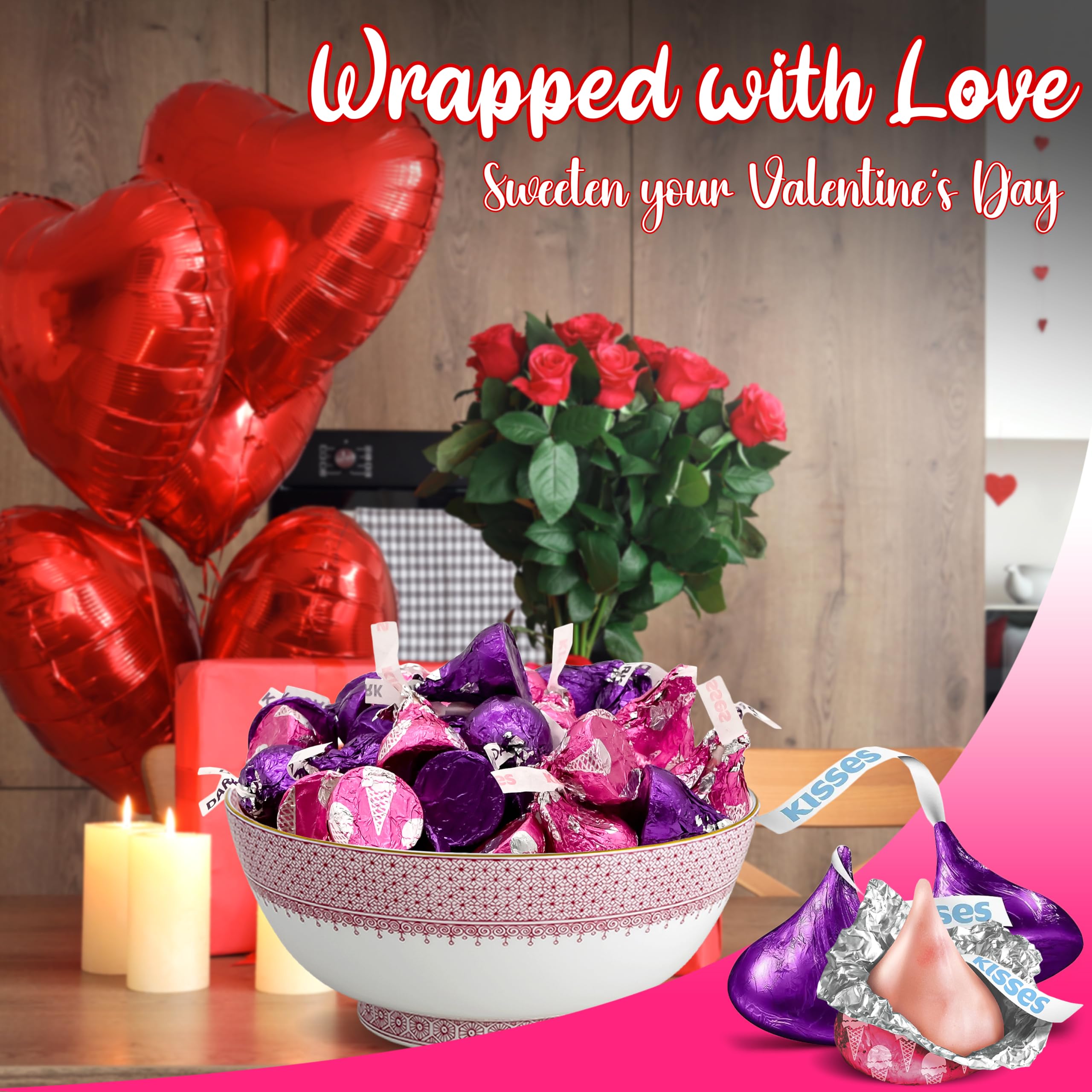 Candylish Valentine's Mix strawberry ice cream flavors in vibrant foil, perfect for parties.