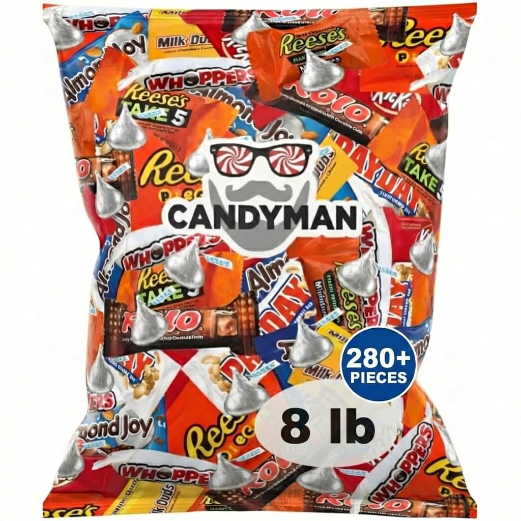 CANDYMAN 8-pound chocolate variety pack shown for quick snacking.