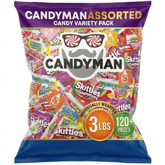 Candyman Assorted Candy Pack 3lb: colorful bulk candies for party favors.