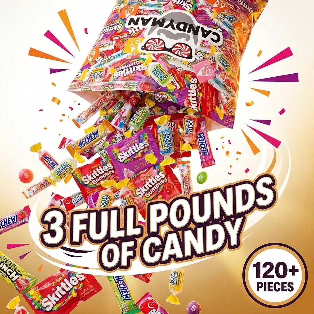 Candyman Colorful Candy Buffet—vibrant assortment ideal for display tables.