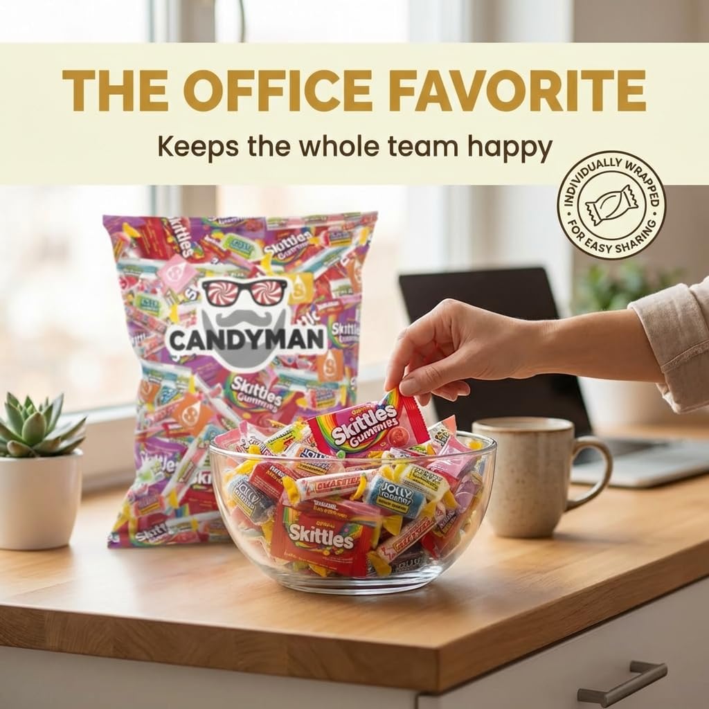 Candyman Office Snack Candy—bulk, individually wrapped for sharing.