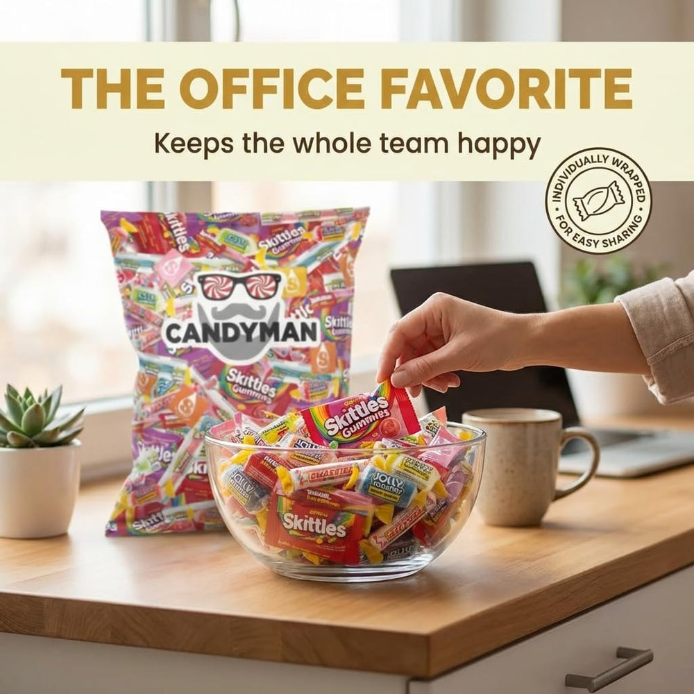 Candyman Office Snack Candy—bulk, individually wrapped for sharing.
