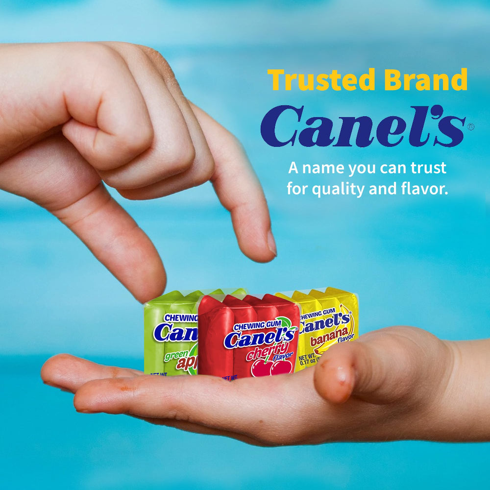 Canel's display tray image highlights bulk packs for retailers and events.