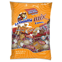 Canel's La Vaquita mix bag inside view shows creamy caramels and lollipops for sharing.