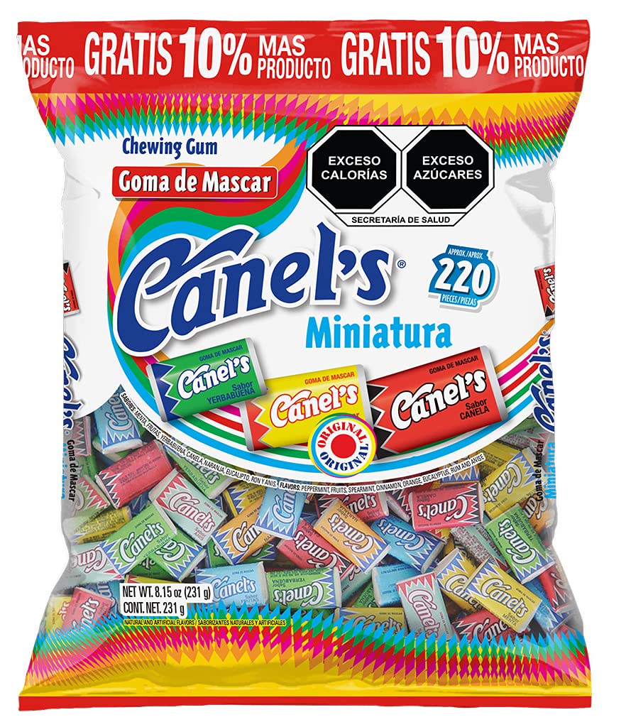 Canel's Miniatura chewing gum packaging closeup for a quick flavor pick-me-up