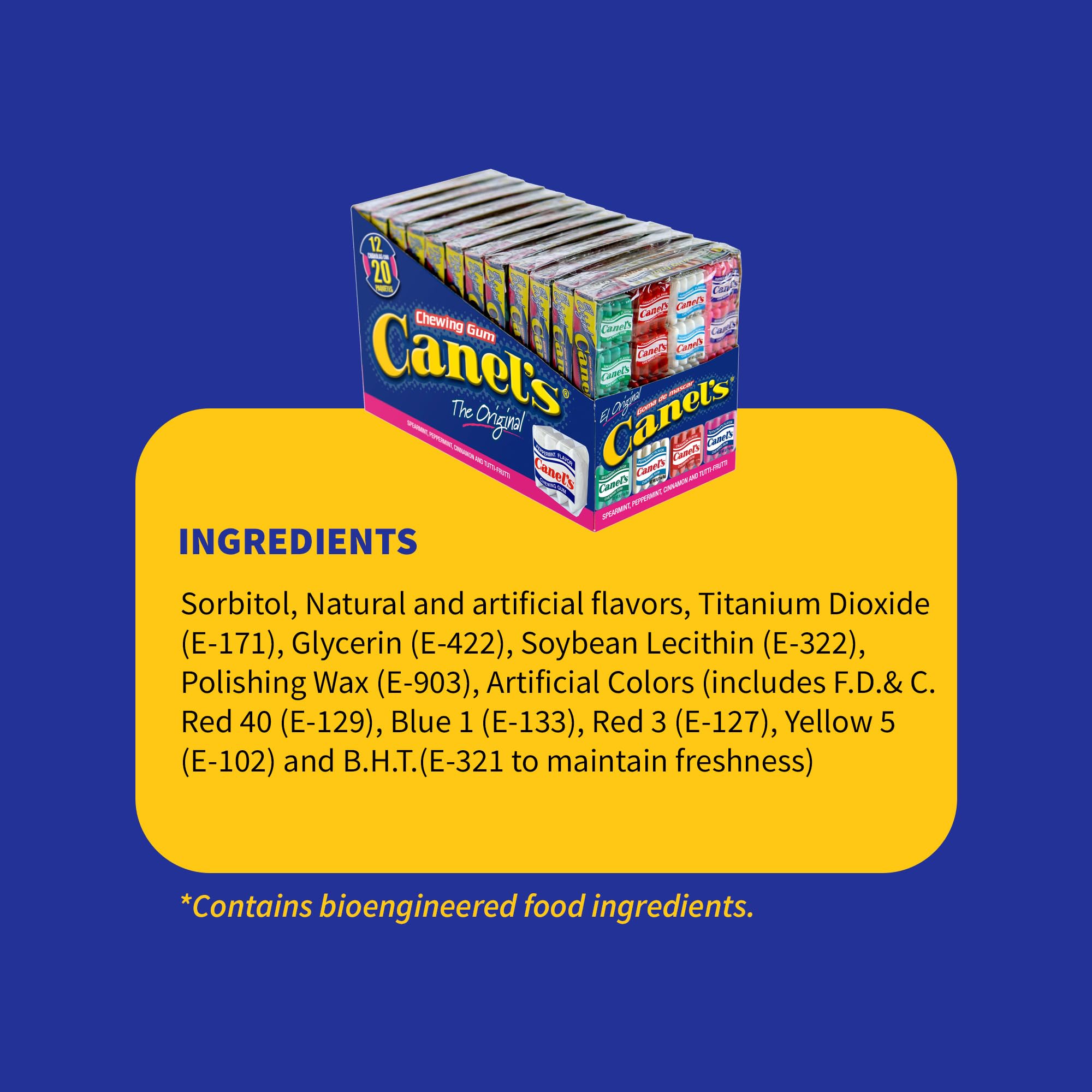 Canel’s trays display 12 sections of 20 pieces each for easy stocking.