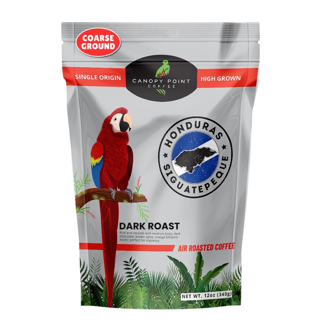 Canopy Point Honduras Dark Roast coarse-ground for bold cold brew with smooth chocolate notes