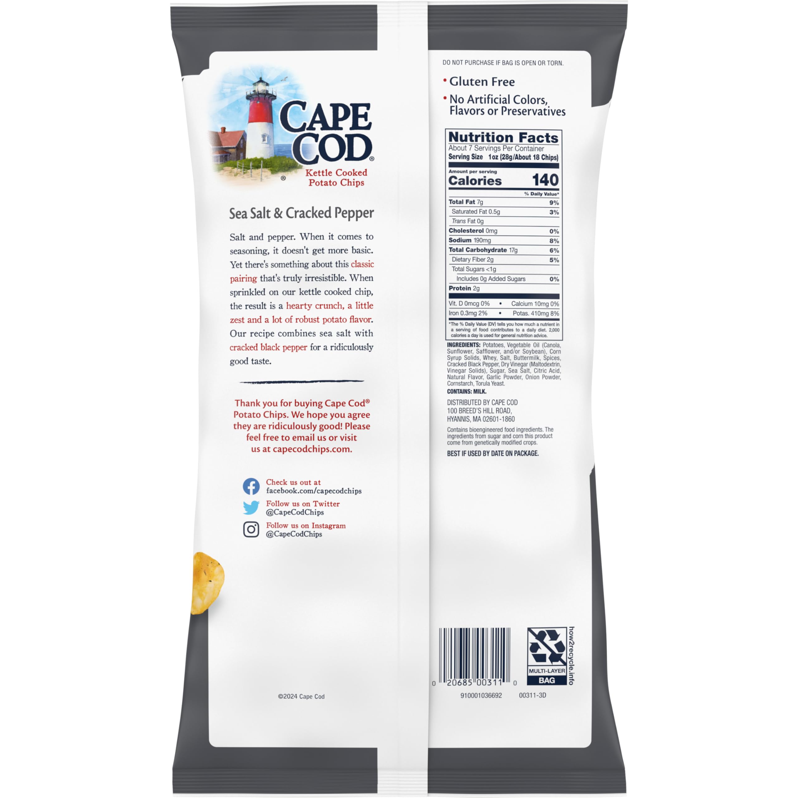 Cape Cod chip crisp snap detail showcases robust texture and taste