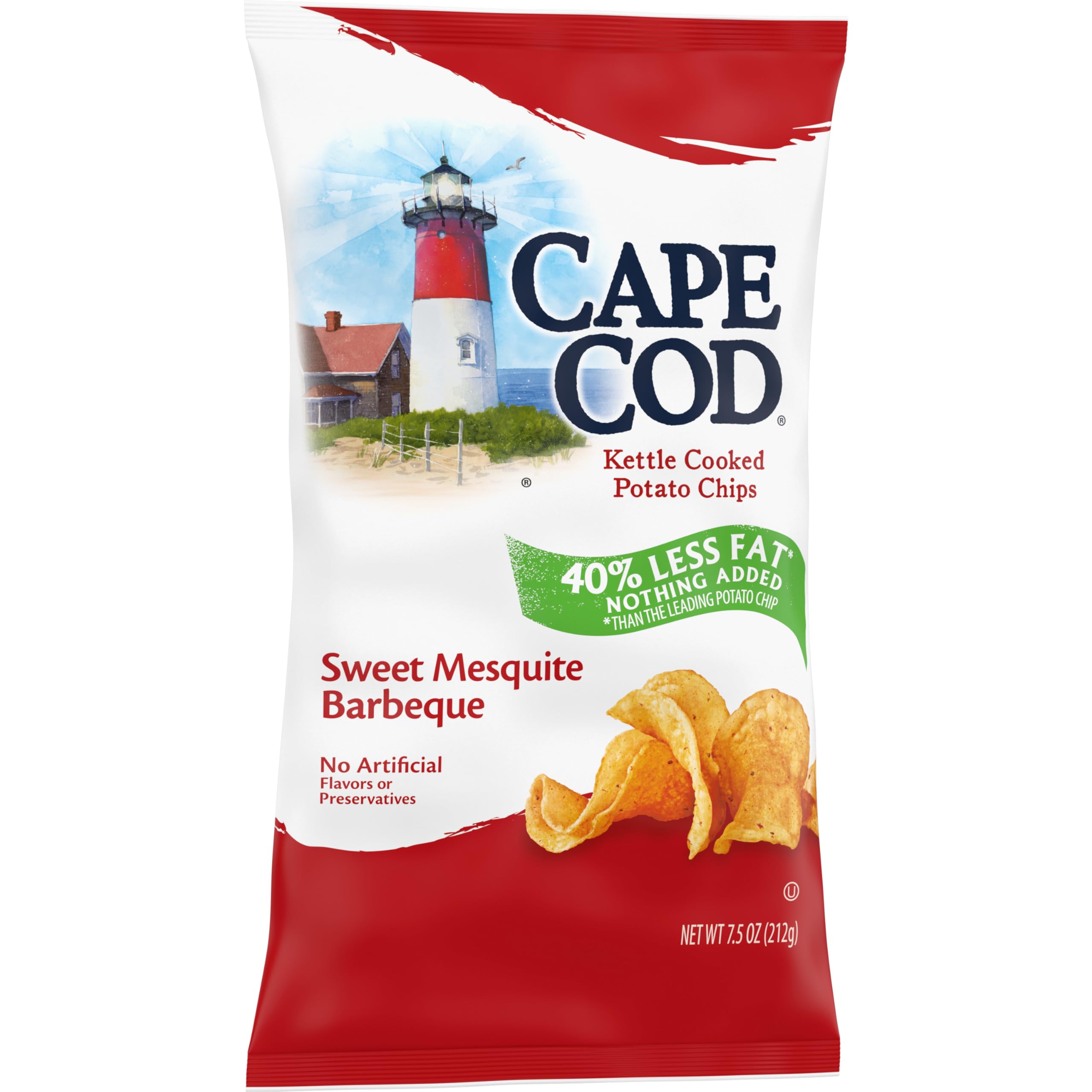 Cape Cod Less Fat chips close-up reveals oil, salt, and potatoes as key ingredients.