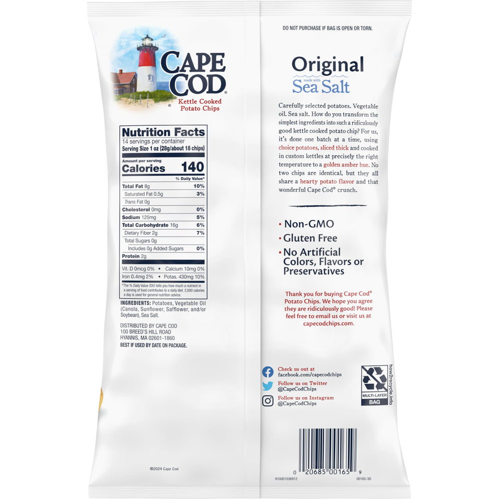 Cape Cod Original Kettle Chips premium-ingredients ensure rich potato flavor you can taste
