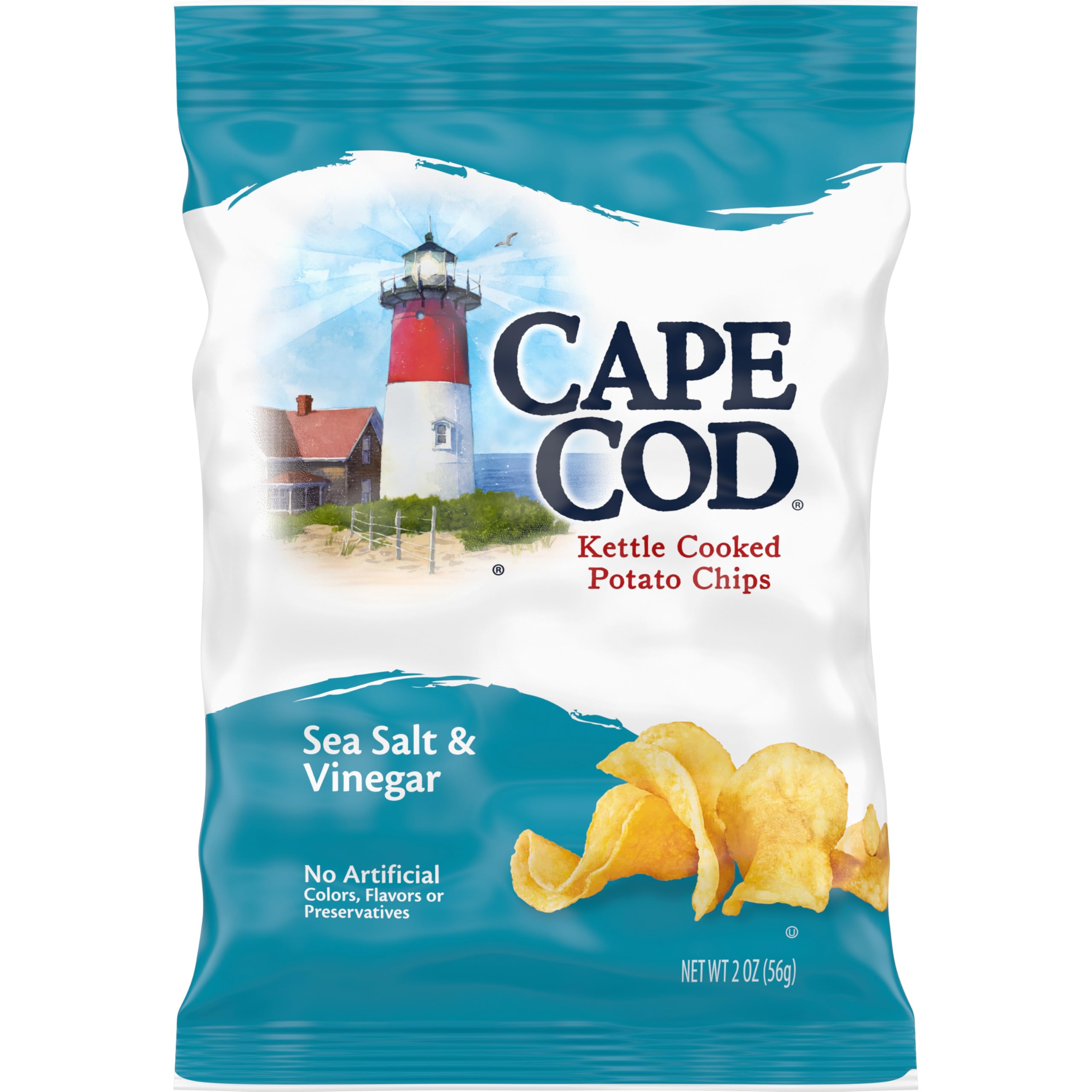 Cape Cod Sea Salt and Vinegar chip closeup highlights crisp texture and tangy flavor