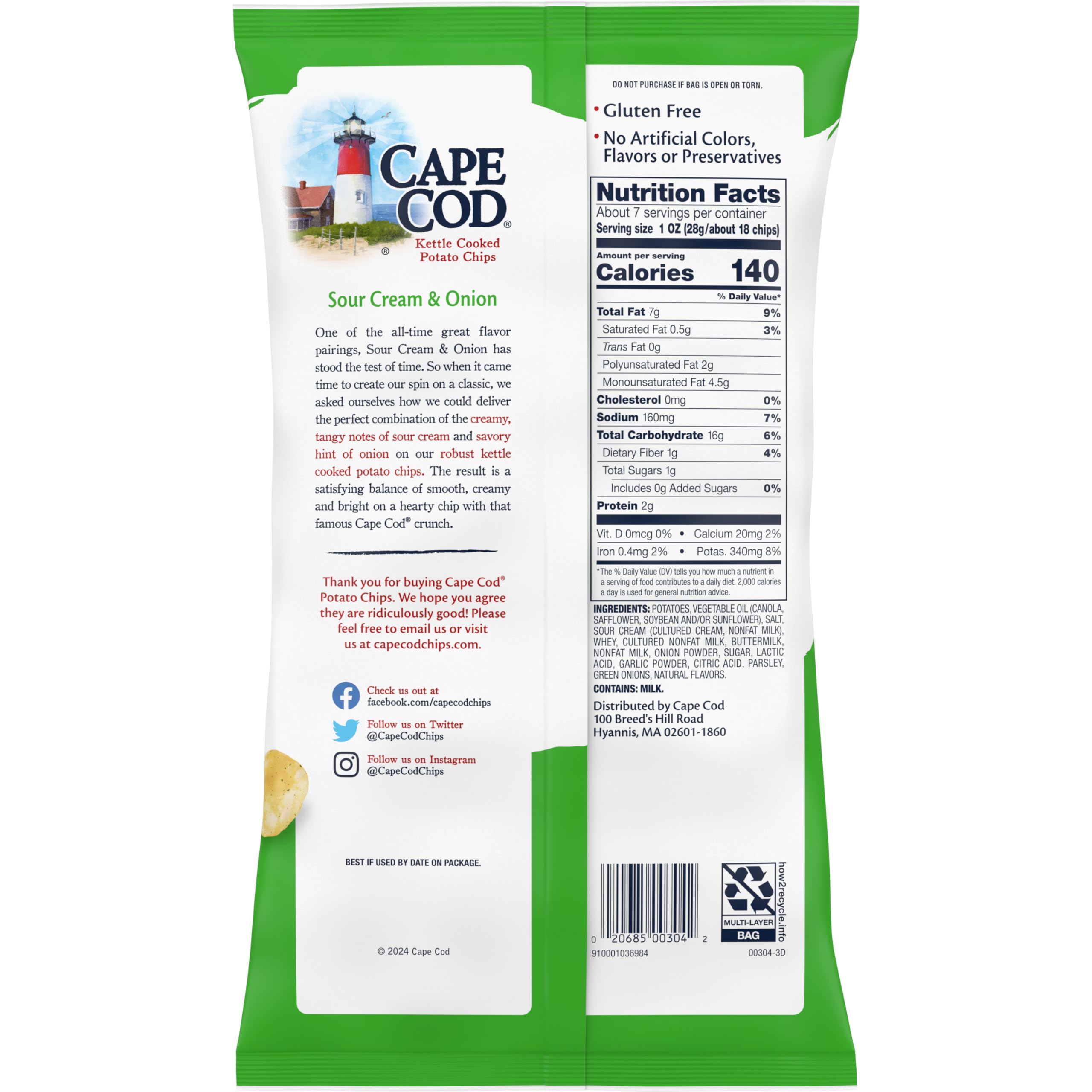 Serving idea with Cape Cod Sour Cream and Onion chips beside a sandwich