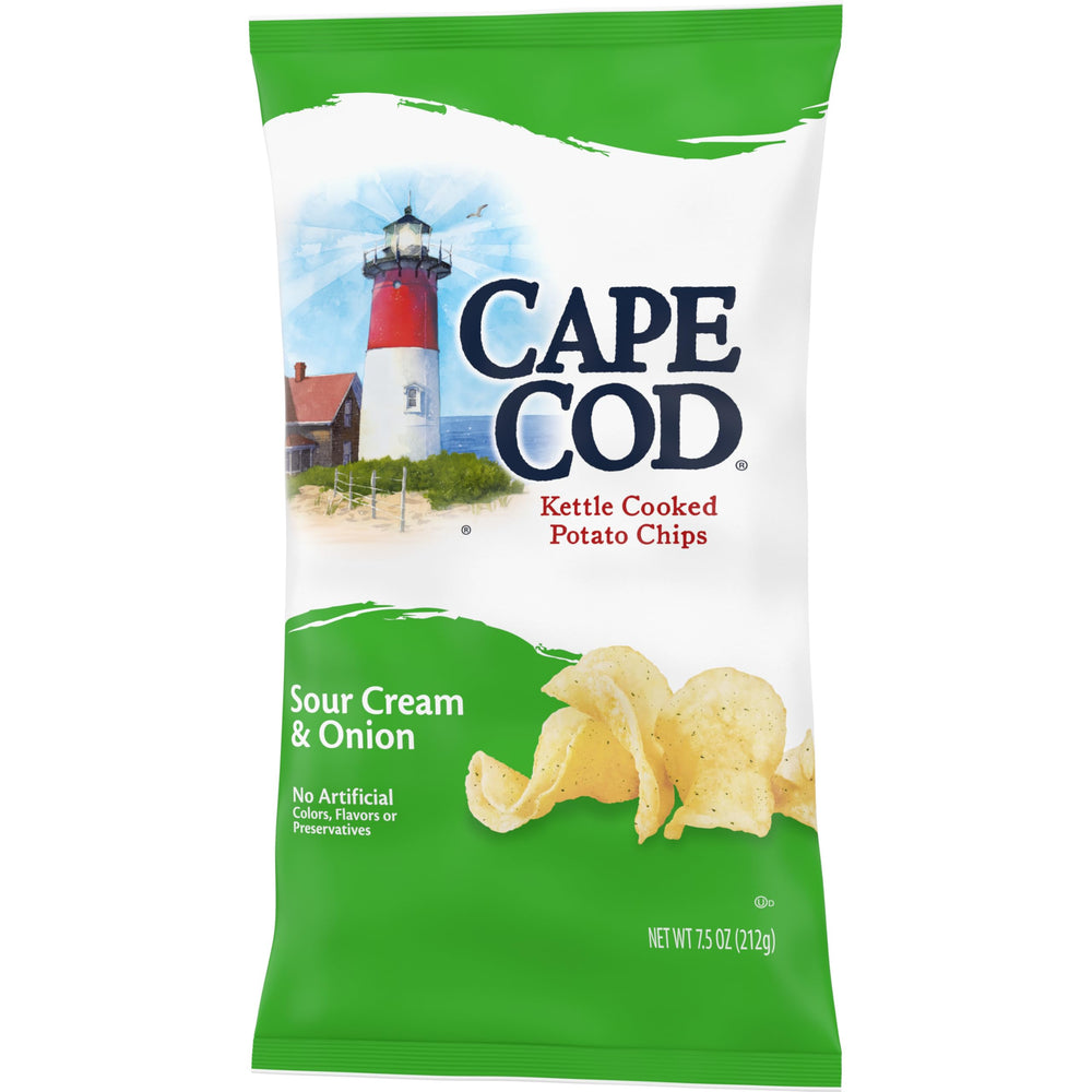 Bag label showing sour cream and onion flavor and crunch