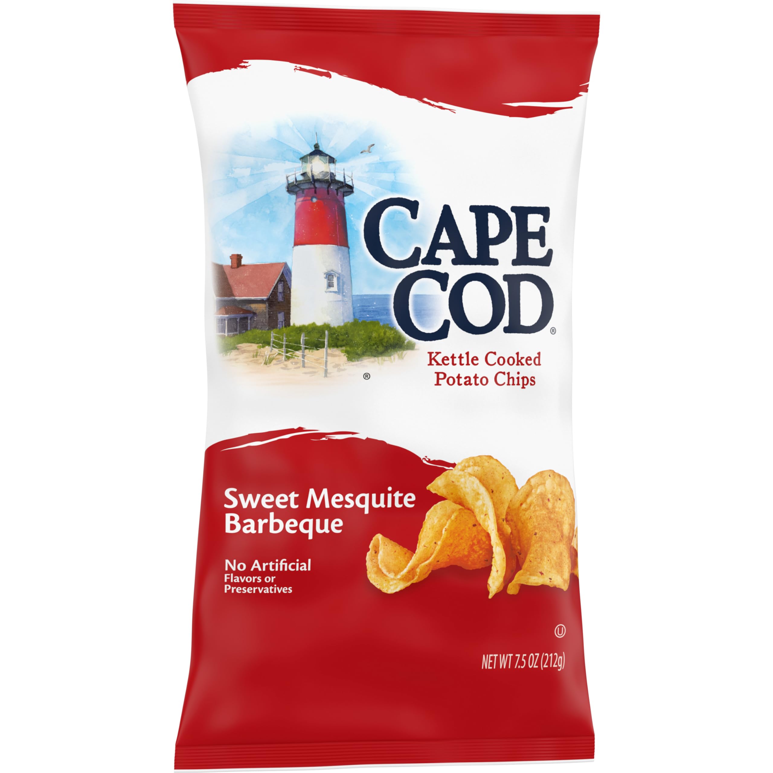 Cape Cod packaging highlights gluten-free, preservative-free snacking option.