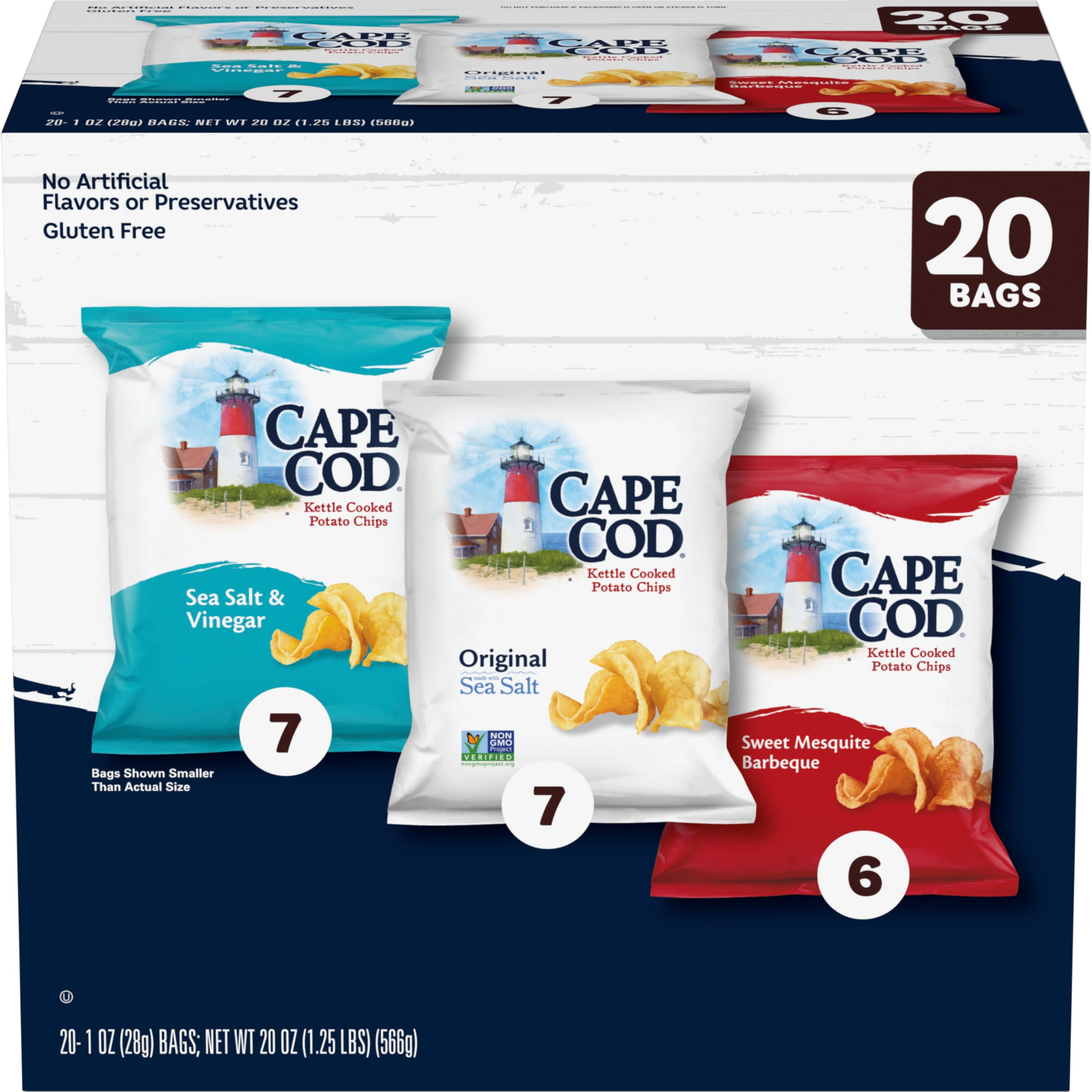 Cape Cod Variety Pack chips assortment in bags for on-the-go snacking.