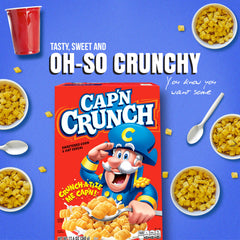 Cap'n Crunch cereal bowl with milk, perfect for a comforting breakfast.
