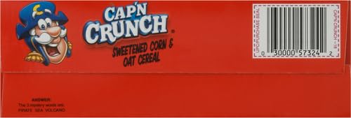 Cap'n Crunch cereal on shelf as a tasty option.