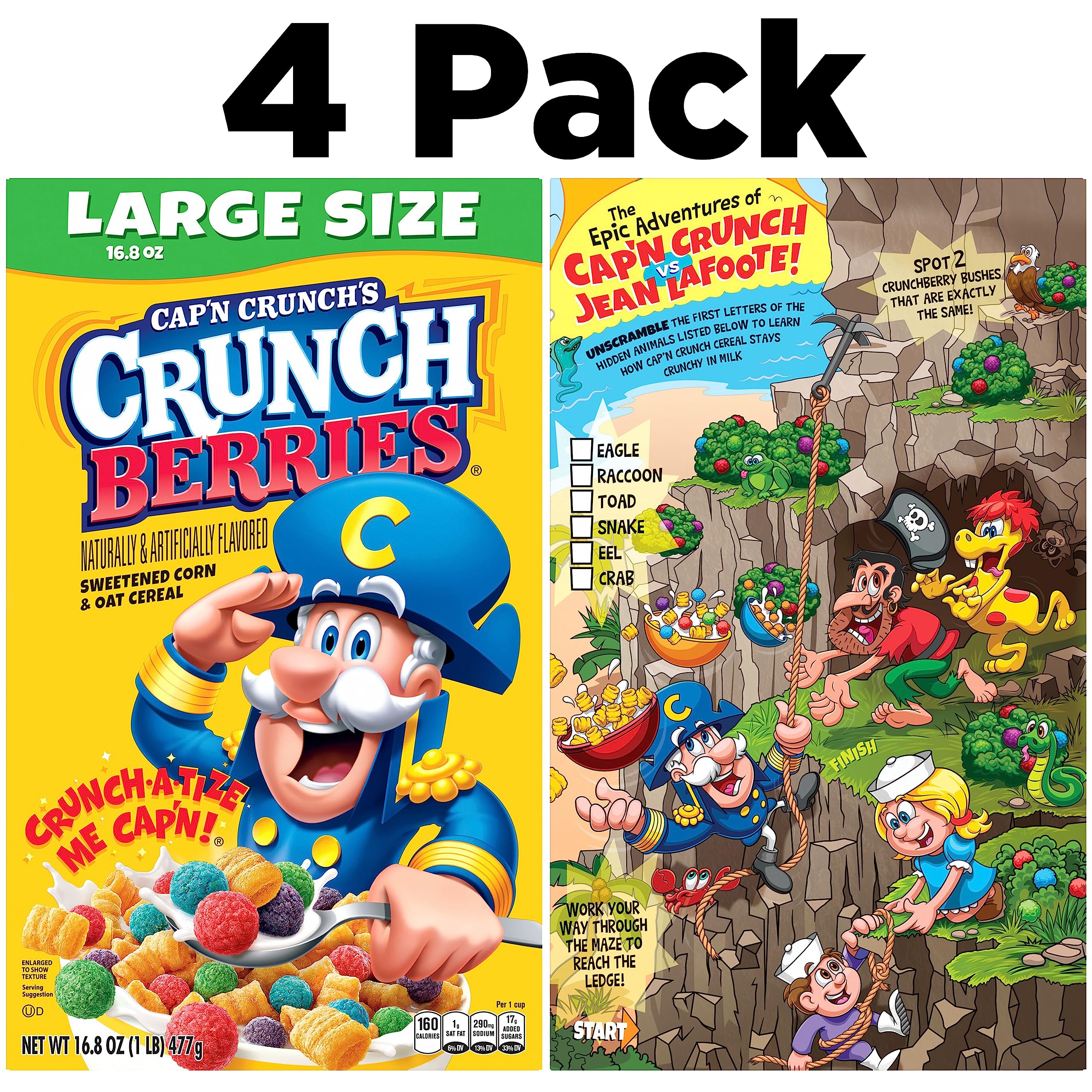 Cap'n Crunch Crunch Berries bowl with milk, colorful pieces for a kid-friendly morning treat