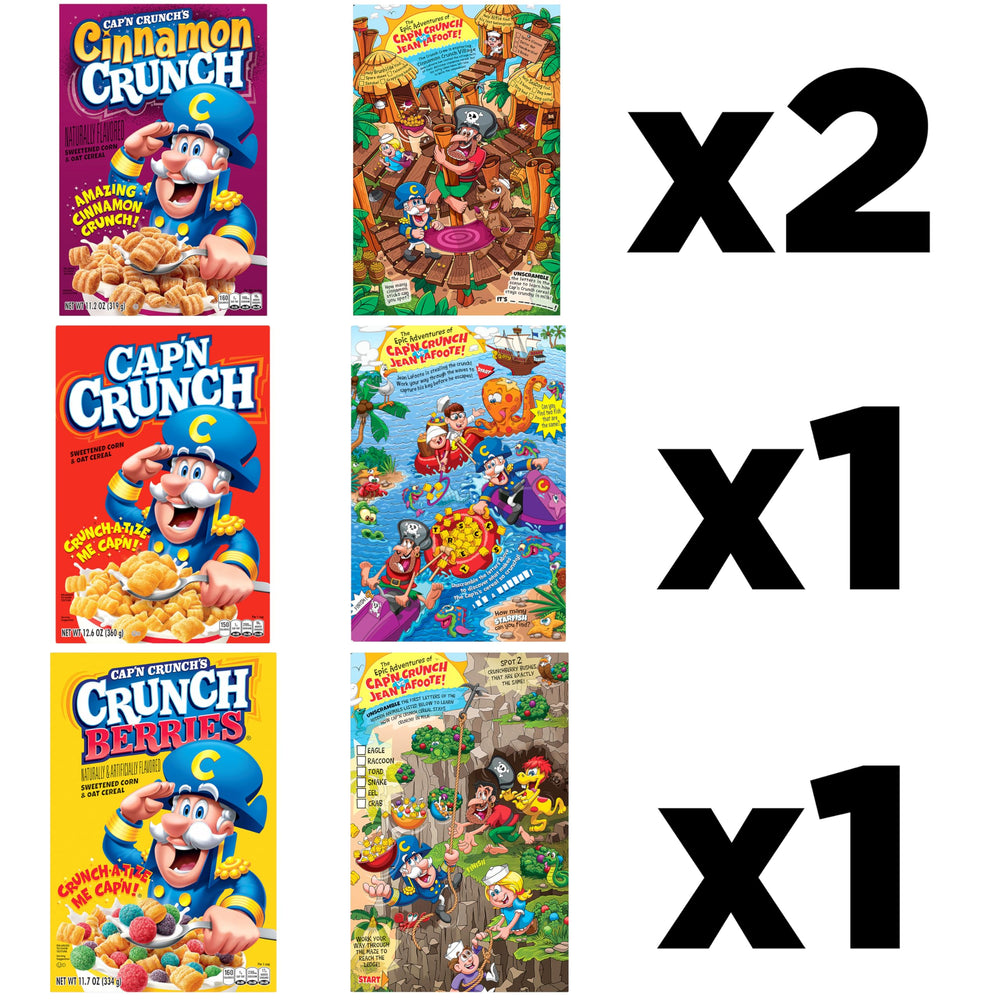 Cap'n Crunch Crunch Berries box front, colorful packaging and fruity crunch.