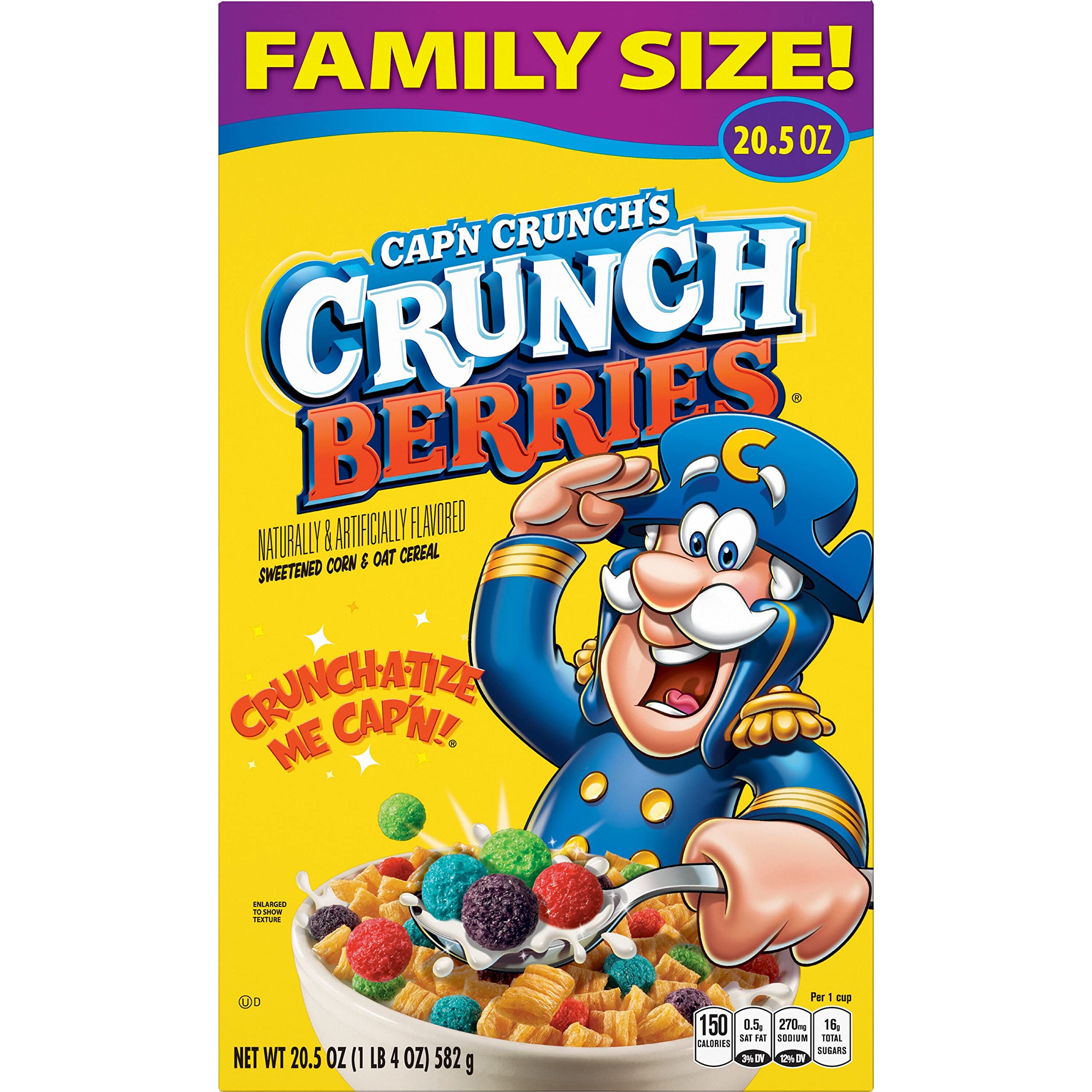 Cap'n Crunch Crunch Berries bowl with spoon for snack time.