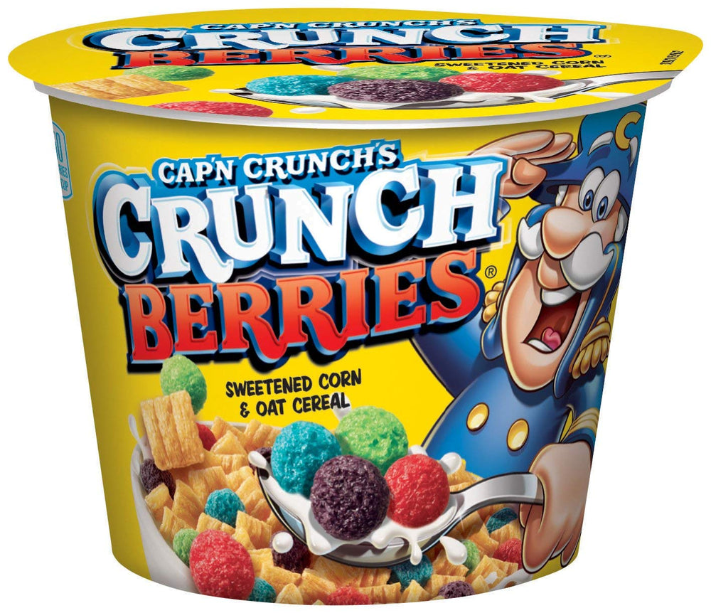 Cap'n Crunch Crunchberries packaging showing 12-pack convenience.