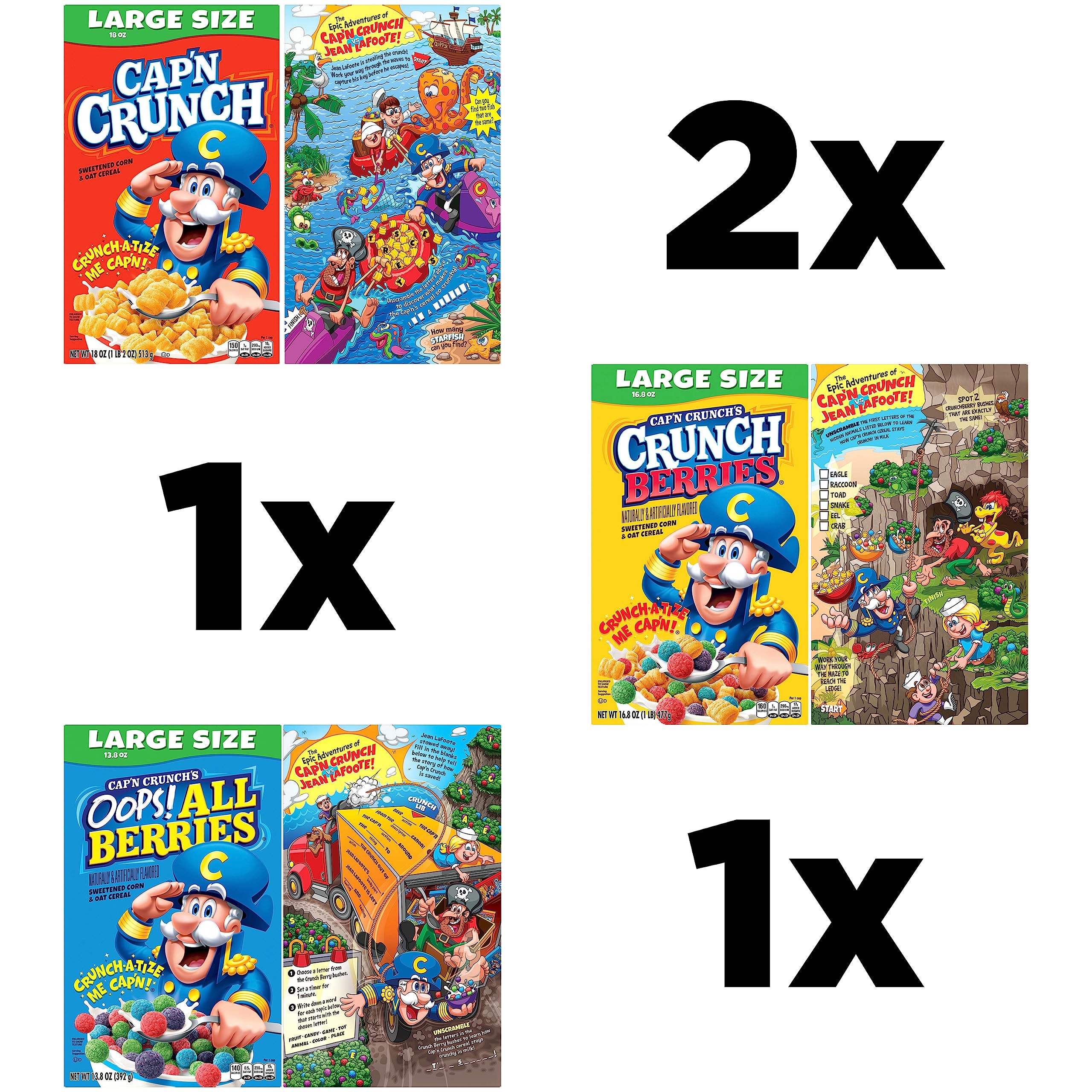 Cap'n Crunch OOPS All Berries box front for a berry-forward option.