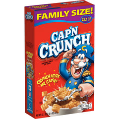 Cap'n Crunch Original box 22.1oz, ready for quick breakfast.