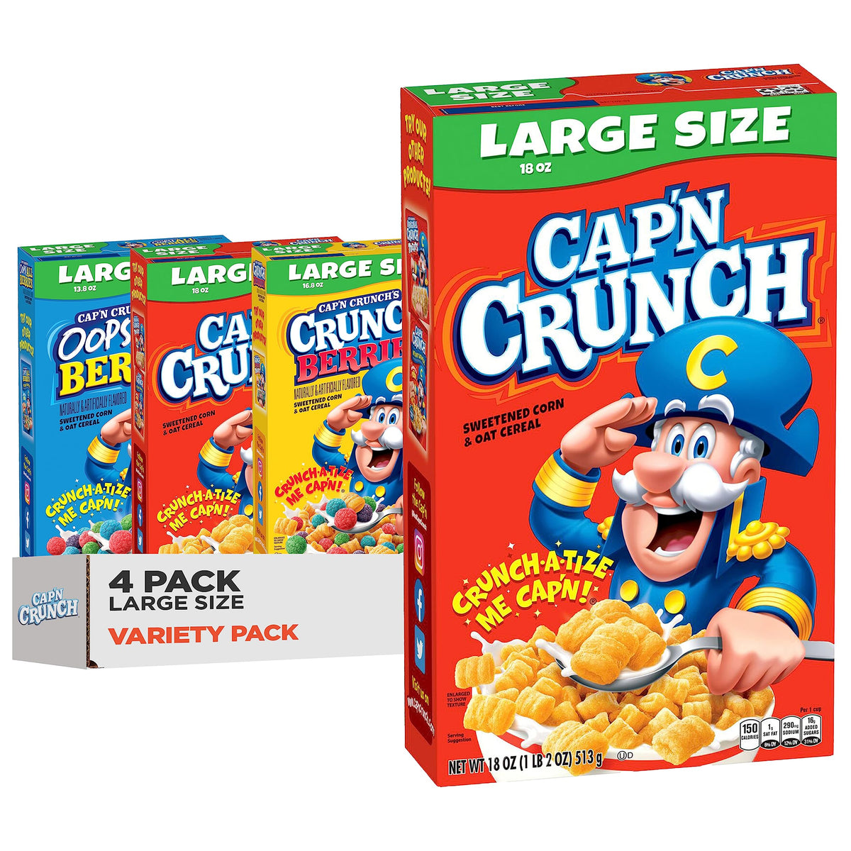 Cap'n Crunch Original box front highlighting the classic breakfast crunch.