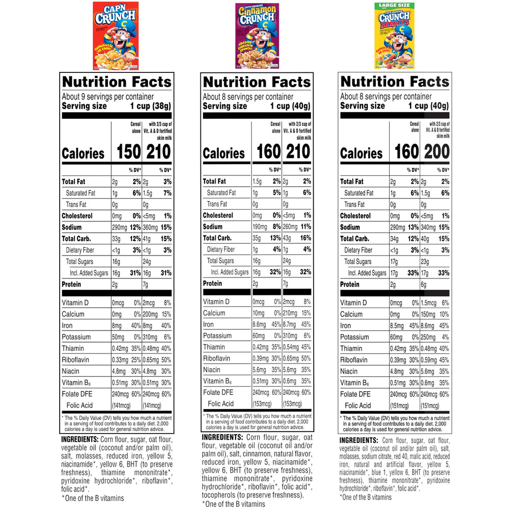 Cap'n Crunch Original cereal box on a breakfast table, timeless flavor for busy mornings.
