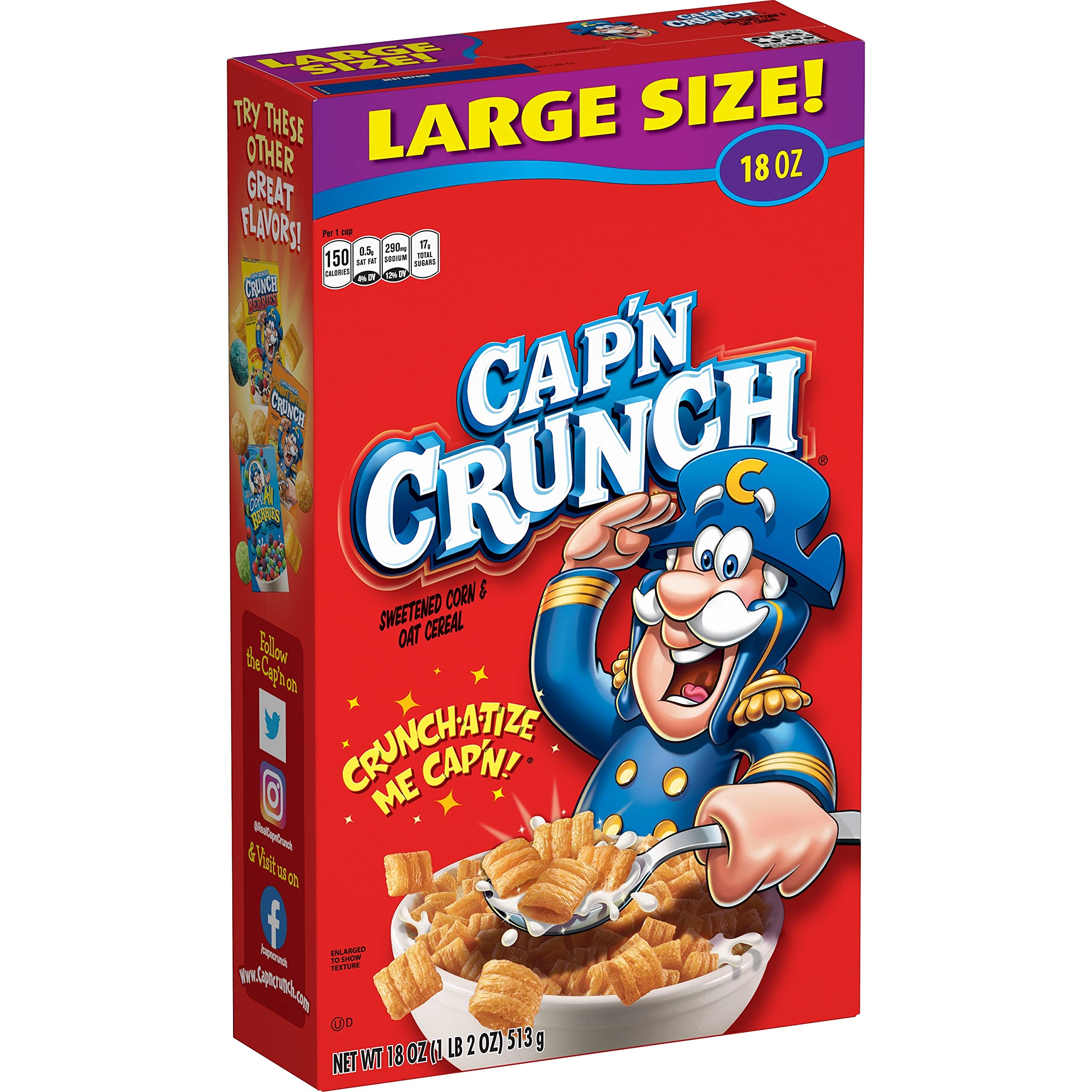 Cap'n Crunch original cereal in a bowl for a quick, satisfying breakfast.