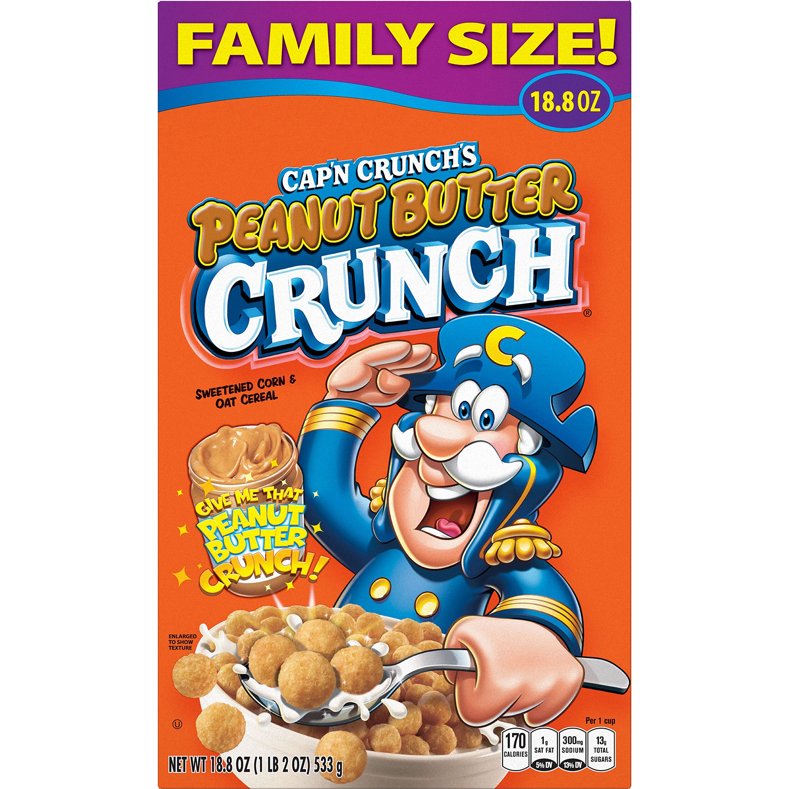 Cap'n Crunch Peanut Butter Crunch with milk, a nostalgic morning treat.