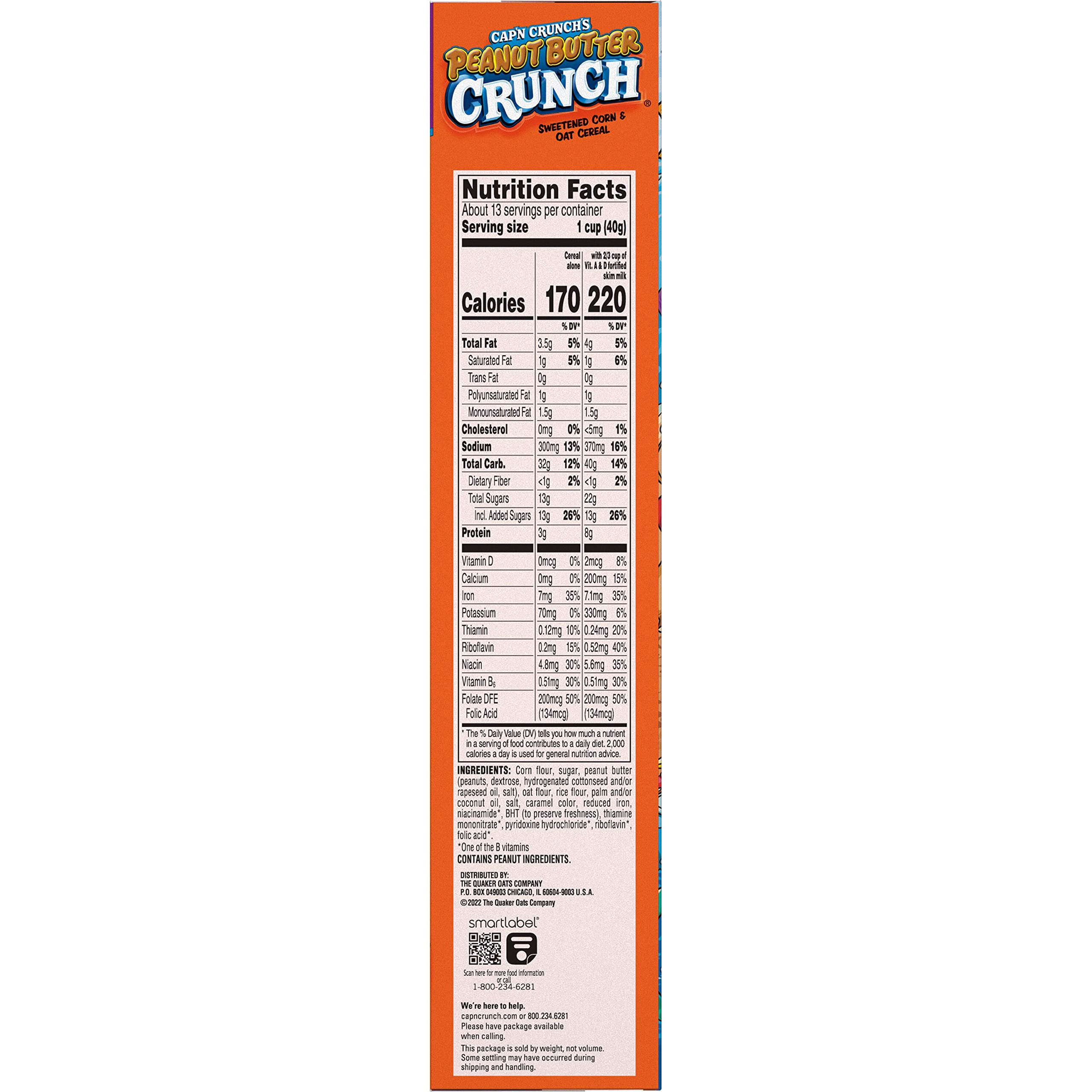Cap'n Crunch Peanut Butter Crunch packaging highlights family-size box for sharing.