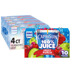 Capri Sun 100% Juice Fruit Punch pouch close-up showing natural flavor