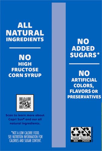 Capri Sun packaging side shows ingredients and natural notes
