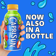 Capri Sun bottle pour captures a refreshing stream of strawberry kiwi.