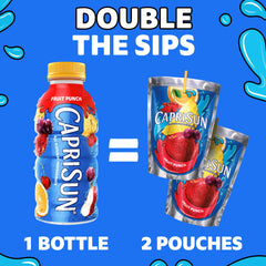 Capri Sun Fruit Punch bottle pour into glass for a quick sip.