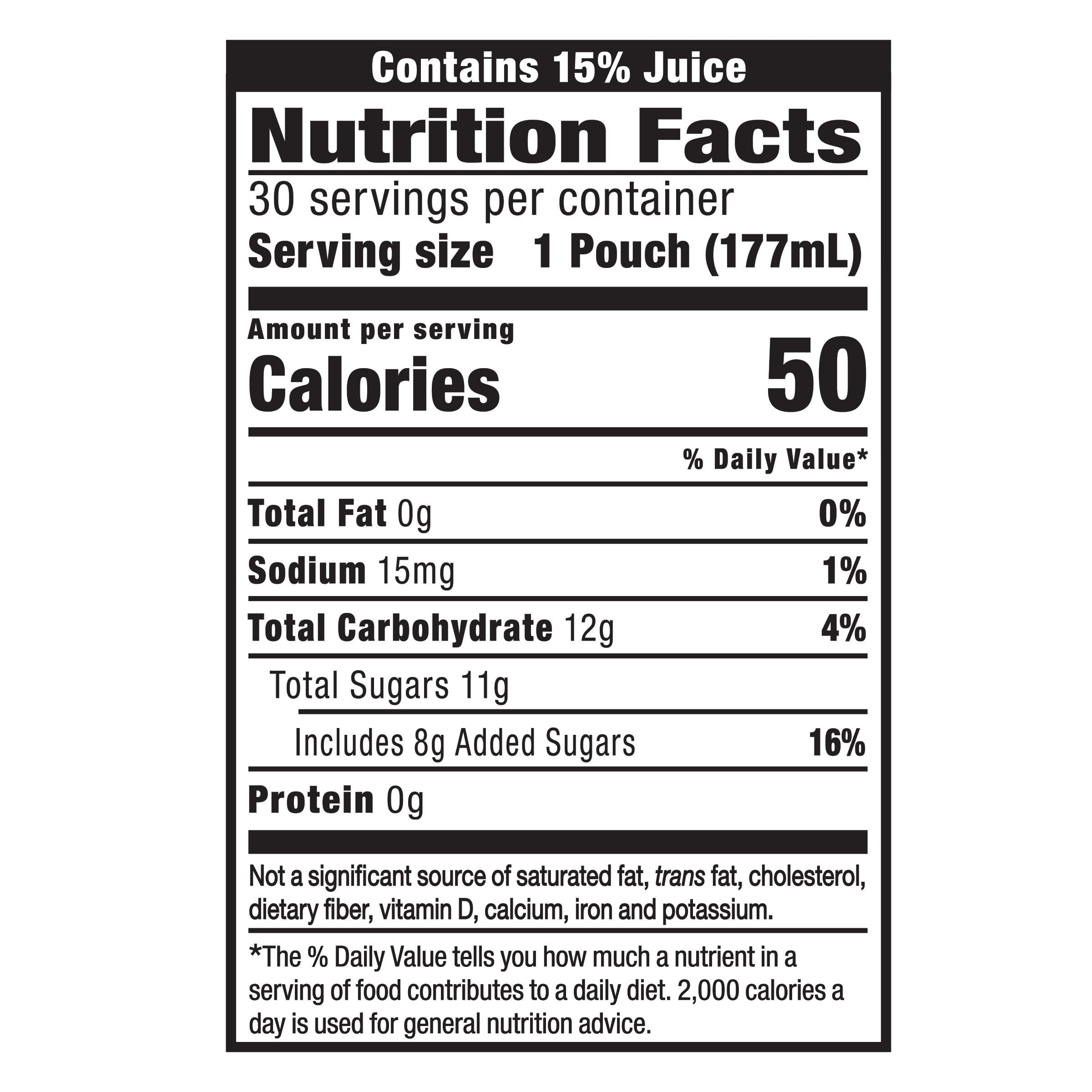 Capri Sun Fruit Punch box front showing 30 pouches for school snacks