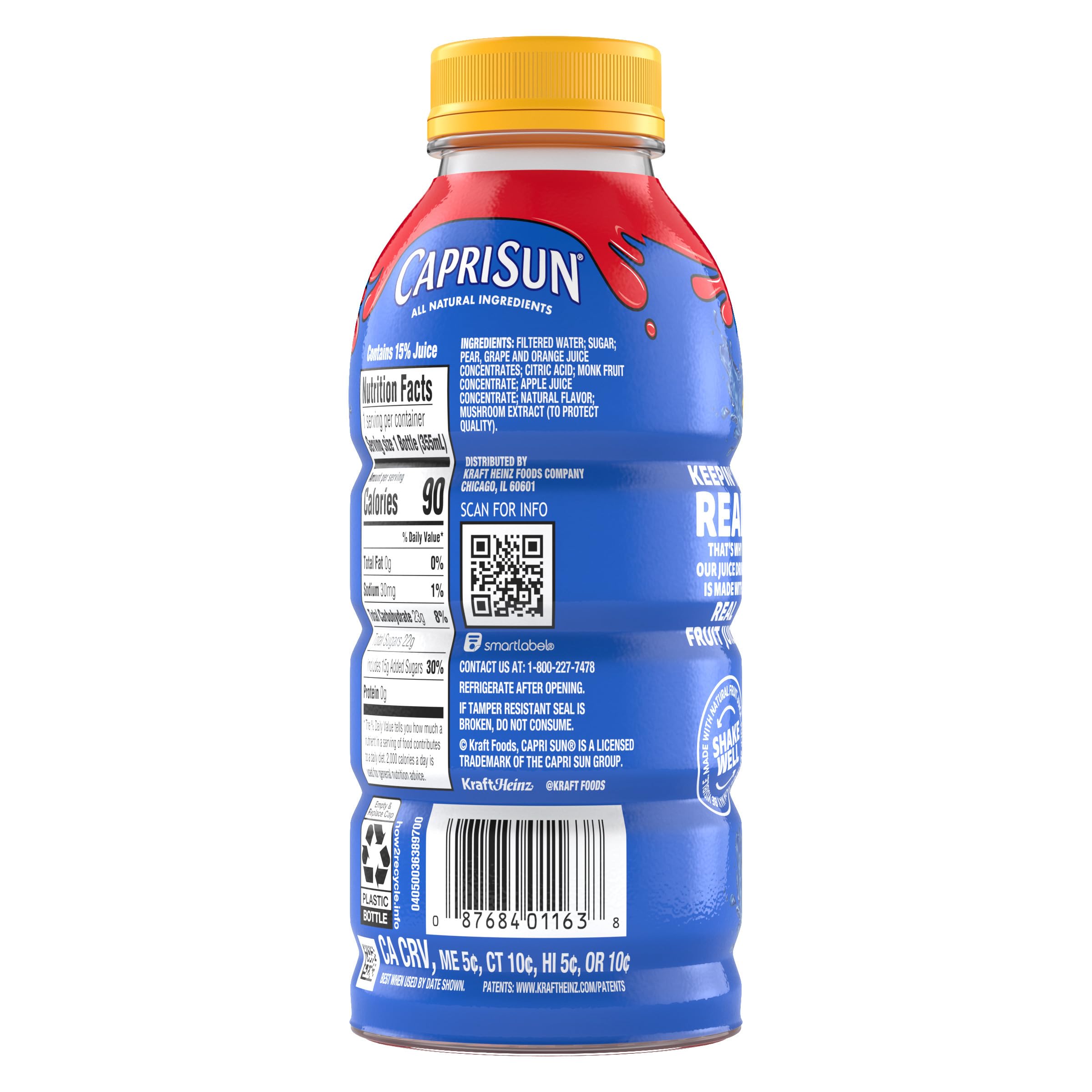 Capri Sun Fruit Punch bottle in a backpack for on-the-go hydration.