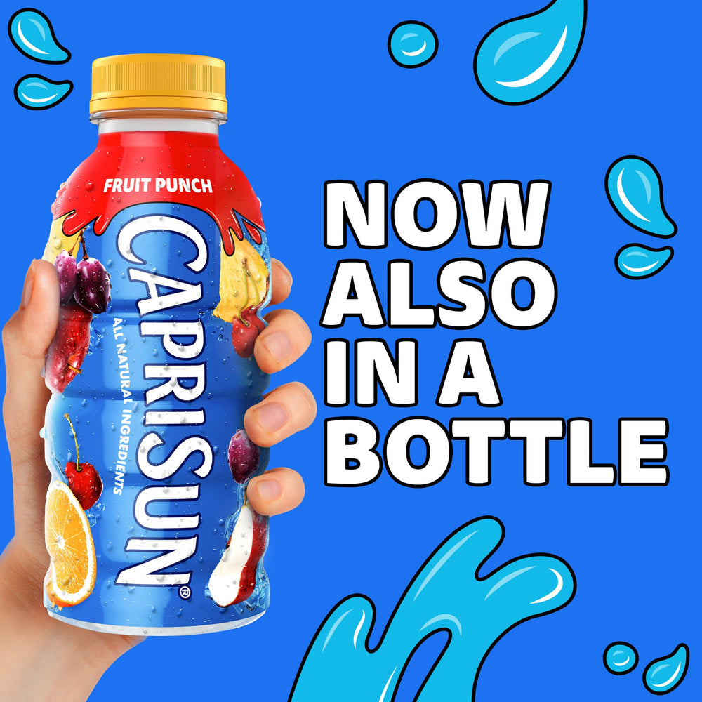Capri Sun Fruit Punch packaging close-up highlighting natural ingredients.