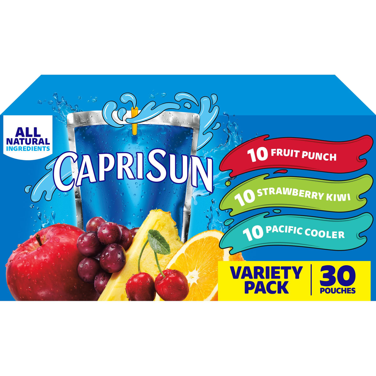 Capri Sun Fruit Punch pouch on a lunch tray, easy, kid-friendly hydration