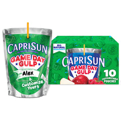 Capri Sun Game Day Gulp pouch with label customization keeps drinks organized at games.