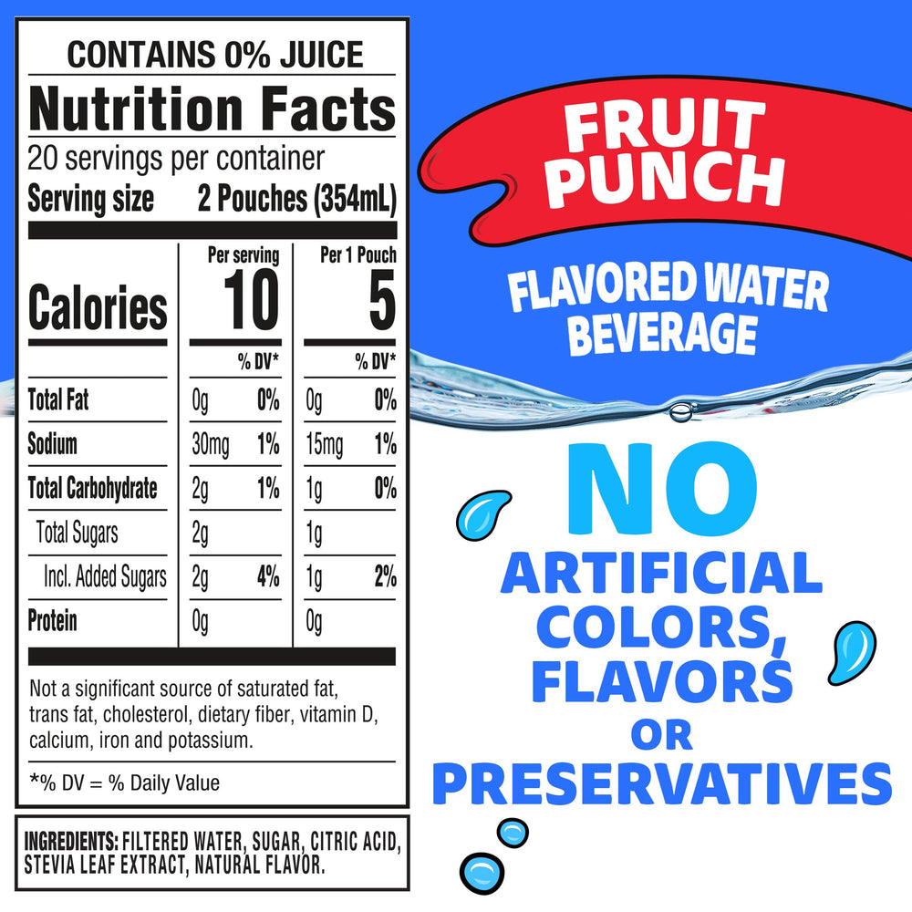Capri Sun Roarin' Waters Fruit Punch pouch in hand for on-the-go hydration.