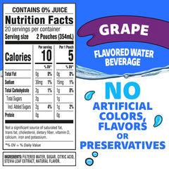 Capri Sun Roarin' Waters grape pouch close-up showing flavor