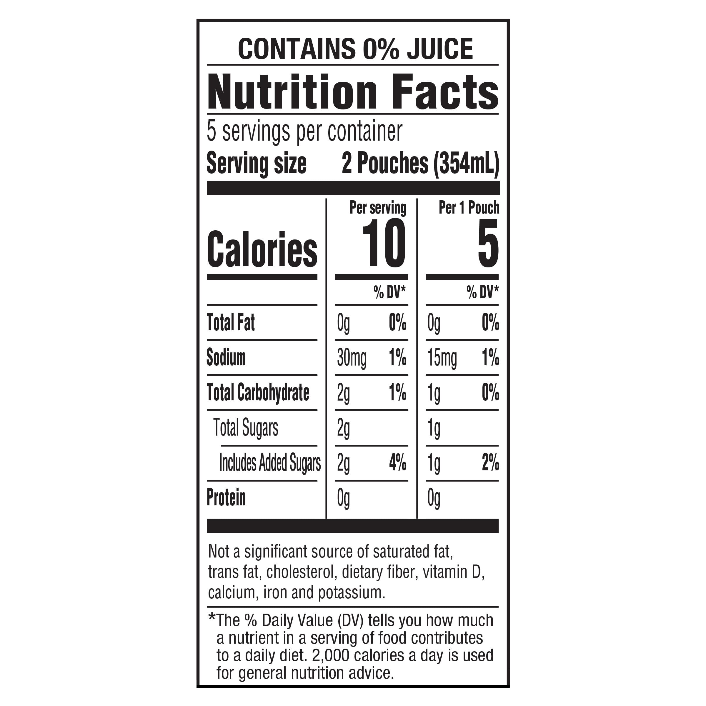 Capri Sun Roarin' Waters label highlights natural flavors and stevia sweetness