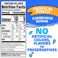Capri Sun Roarin' Waters Tropical Punch pouch back with nutrition