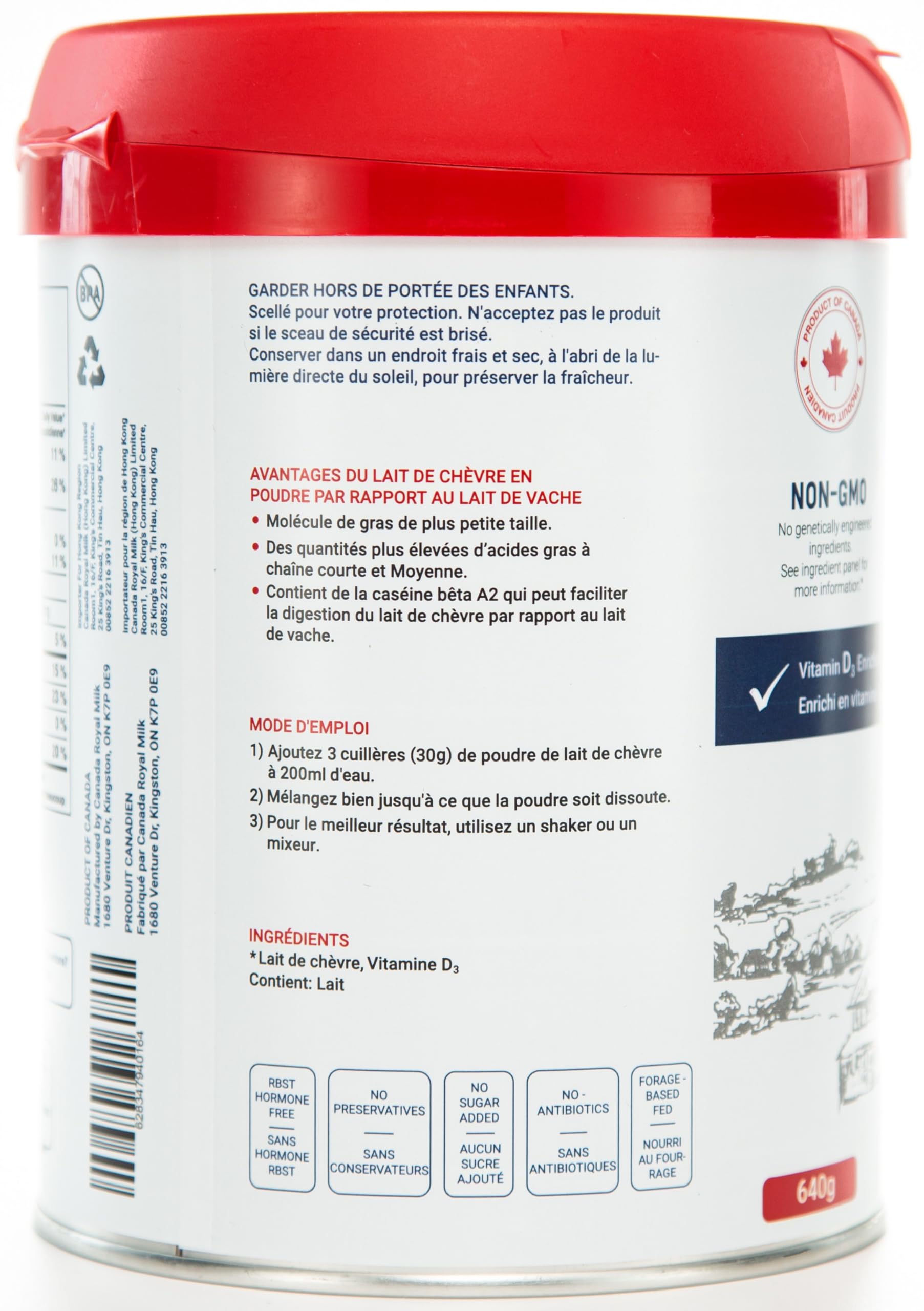 Capriss Vitamin D3 label signals added calcium support.