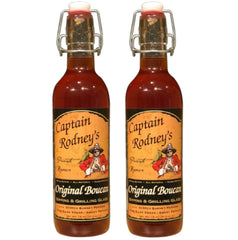Captain Rodney's Boucan Pepper Glaze bottle pour for smoky grilled finishes